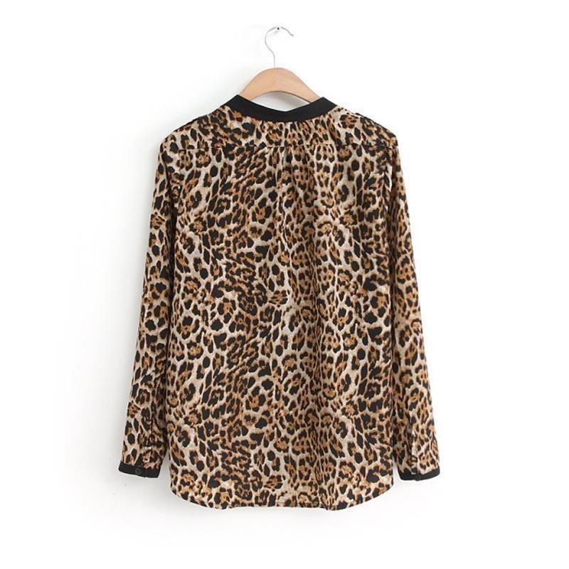 Wonderful New Women Leopard Print Chiffon Long Sleeve Slim Casual Blouse For Elegant Style