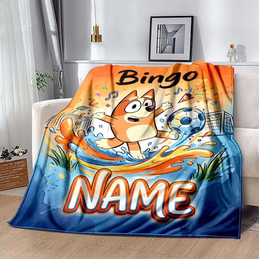 Bluey Soccer Adventure Personalized Name Blanket Throw Personalized Blanket Comfortable for Office Chair Picnics Chair Office for All Occasions