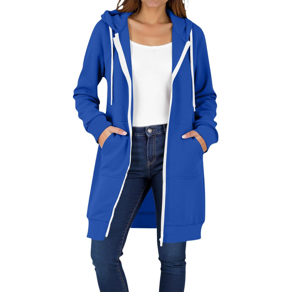 Women's Fashion Raglan Sleeve Long-Sleeve Casual Jacket With Zipper Hoodie