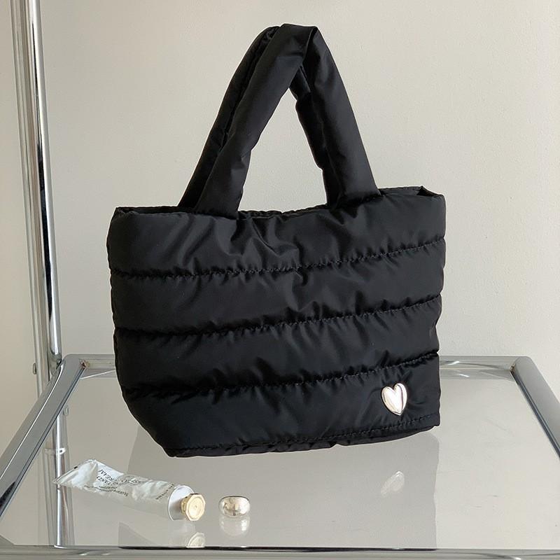 

Korean Style Simple All-matching Silver Bag Women s Casual Cotton Clothes Handbag High-end Niche чорний