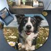 Happy Border Collie Round Area Rug,Carpet Rug for Living Room Bedroom Sofa Playroom Decor,Non-slip Floor Mat