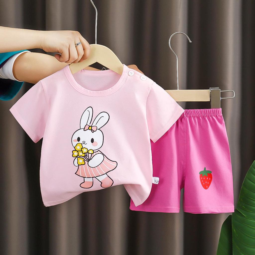 Toddler's Summer Bear Print T-shirt and Shorts Set