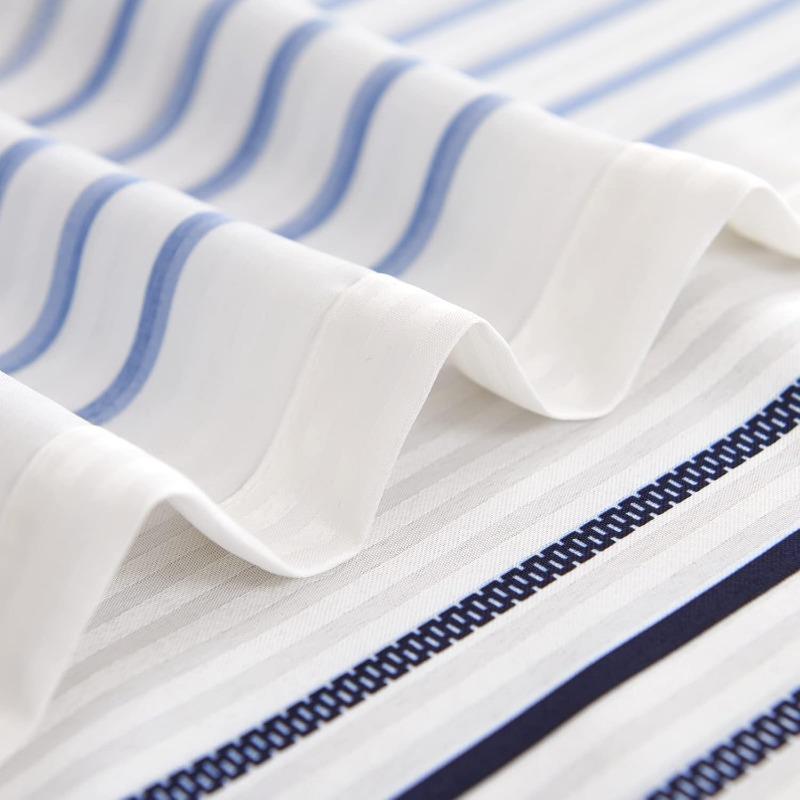 Marineblaue und weiße Duschvorhang für Badezimmer Modernes Bauernhaus Gestreift Wasserdichtes Stoff-Duschvorhang-Set mit 12 Haken