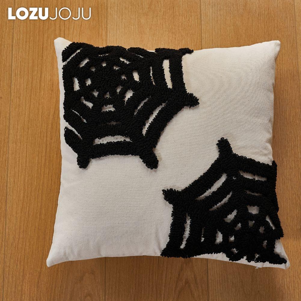 1PC LOZUJOJU Halloween Cartoon Pattern Pillowcase with Polyester Cotton Embroidered Cushion Cover for Sofa Living Room Bedroom Home Decor