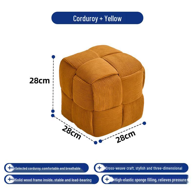 Creative Cube Wooden Fabric Footstool: Small Sofa Stool & Kids  Shoe Stool