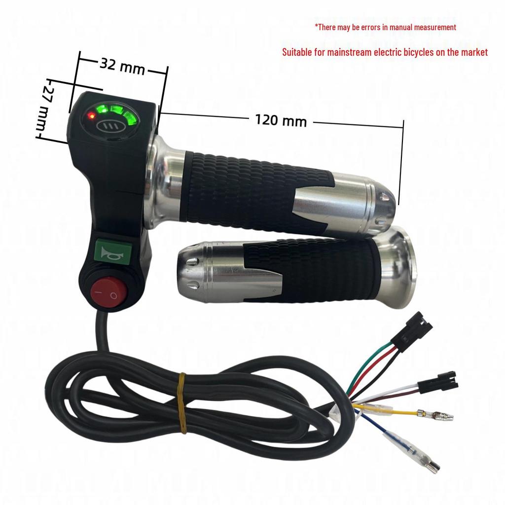 Four-Light Rice Grain Switch & Horn Voltage Display E-Bike Throttle Grip