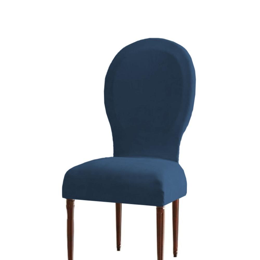 Solid Color Velvet Round Back Dining Chair Cover Thickened Chair Dust Cover Dining Room темно-синий