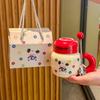Birthday Gifts for Girls Cute Flowers Puppy Ceramic Mug with Lid Spoon Girlfriend Practical Souvenir Gift Box