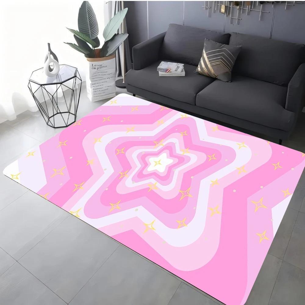 Modern Star Heart Print Rug For Living Room Sofa Bedroom Floor Non-Slip Cozy Home Decor Gift
