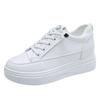 White Leather Platform Sneakers Women Thick Sole Slip On Comfort Walking Shoes Height Increase Casual Autumn