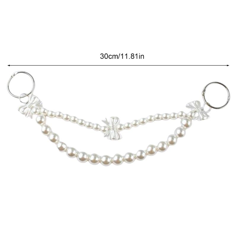 2Pcs Artificial Pearls Chain Bag Decoration Charm Large Imitation Pearls Beads Purse Chain Handbag Chain For Women Bag