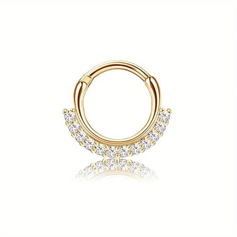 Florideco Septumringe 316L Edelstahl Opal Daith Nasenringe CZ Knorpel Tragus Ohrringe Septum Clicker Piercing Schmuck