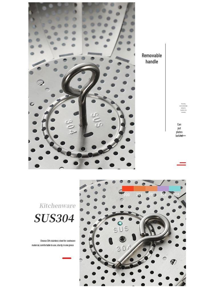 Klappbarer Dämpfeinsatz aus Edelstahl 304 - Platzsparend, Multifunktional, Teleskop-Dampfgarer und Abtropfkorb.