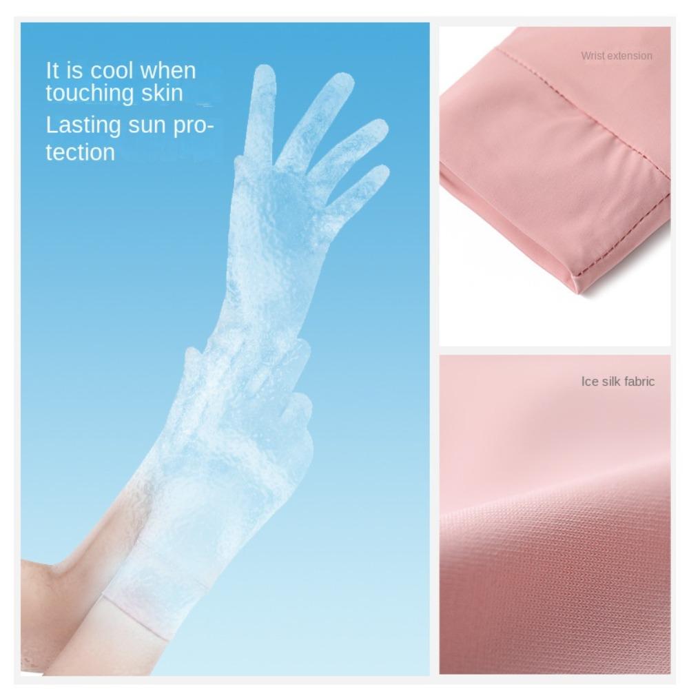 Silicone Anti Slip Ice Silk Riding Gloves Anti-UV Summer Driving Mittens  Summer