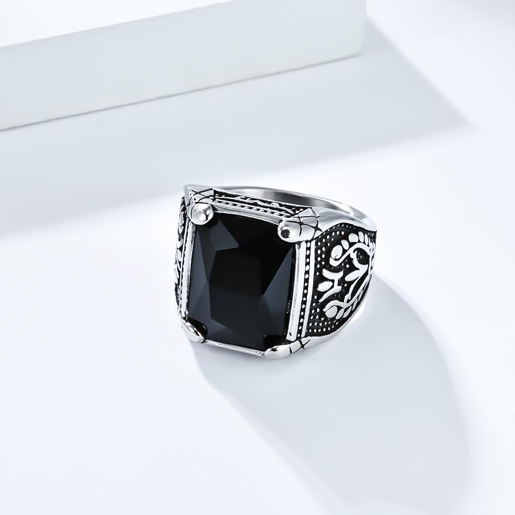 2026 Vintage Tulip Inlaid Gemstone Ring Men's Personality Wrench Hoop Jewelry
