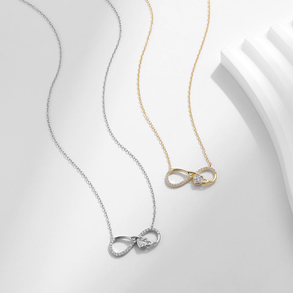 MODIAN 925 Silver Infinite Love Necklace Romantic Embrace Heart Pendant Link Chain For Women Anniversary Jewelry Gifts