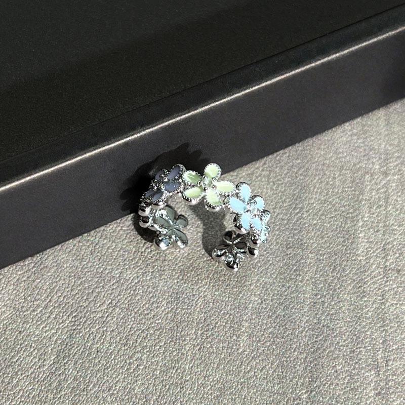 Beautiful Smart Multicolored Fantasy Butterfly Flower Premium Butterfly Flower Opening Ring Female Sweet Cool Fashion Cold Wind Ring