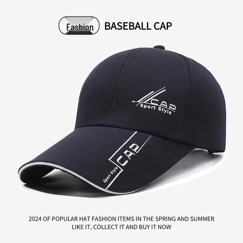 Trending Korean Style Canvas Baseball Cap with Extended Brim, Spring/Autumn Printed Design for Outdoor Sun Protection