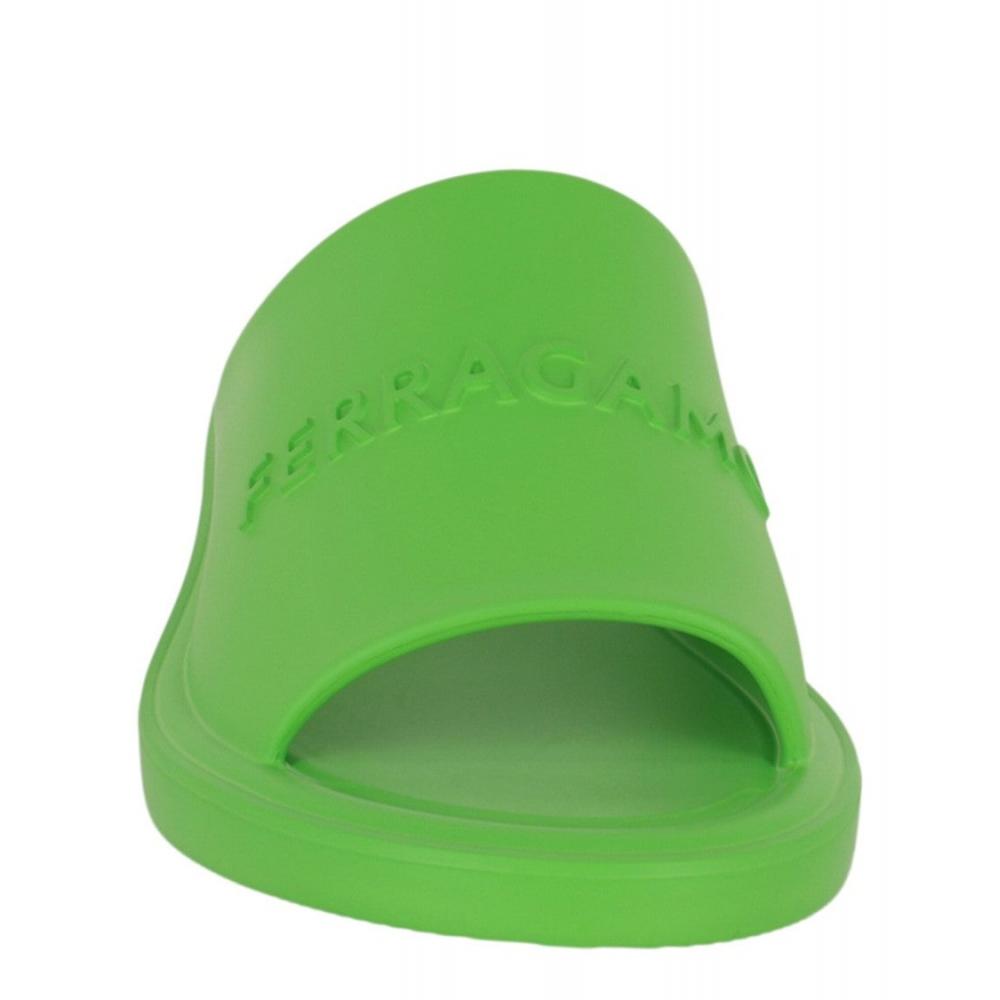 Salvatore Ferragamo Giuneva Slides Embossed Green