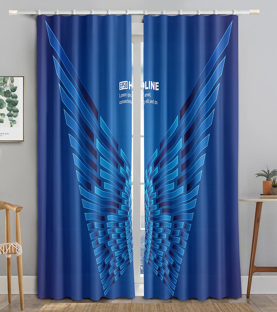 Cool Colorful Metal Technology Wing Blackout Window Curtain for Living Room Bedroom Bathroom Kicthen Door Cupboard Decor Hooks