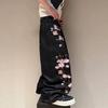 Herren Oversized Gerade Bein Jeans Mit Stickerei Vintage Streetwear Lockerer Schnitt Freizeit Hose