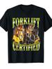 Unisex Unisex Gabelstaplerzertifiziert Katze T-Shirt Lustige Gabelstaplerfahrer Kleidung Mit Katze Fährt Gabelstapler Weiches Kurzarm-T-Shirt