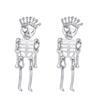 Skull Stud Drop Earrings Pair, Halloween Alloy Statement Jewelry for Costume Styling, Stage Looks and Theme Parties