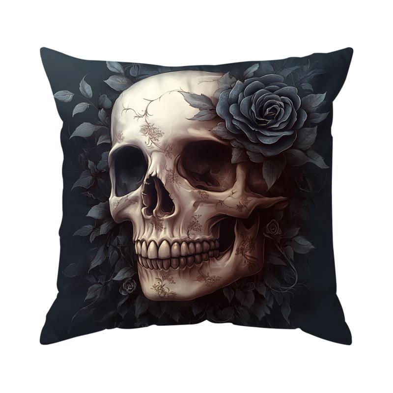 Halloween Skeleton Rose Cushion Pillowcase Printed Polyester 45X45Cm Throw Pillowcover Decorative Sofa Cushion Pillowslip Decor