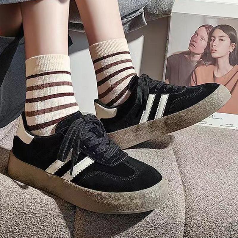 Height Increasing German Training Shoes Women's New Spring and Autumn White Shoes Muffin Small Leather Sneakers Thick Bottom Sneaker