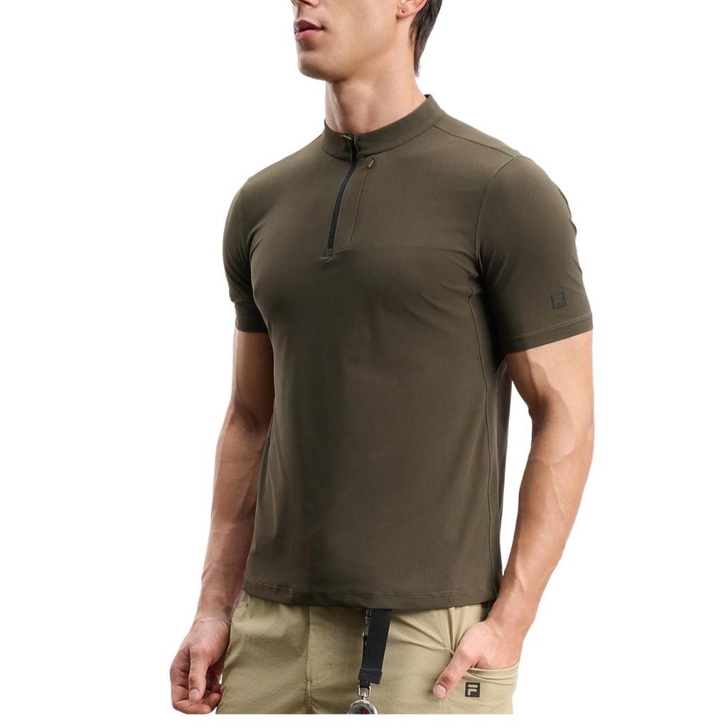 FILA X BBC EARTH Explore Series Simple Logo Comfortable Breathable Sports Knit Short Sleeve T-Shirt Men Tops Chestnut A11M437104F-DR