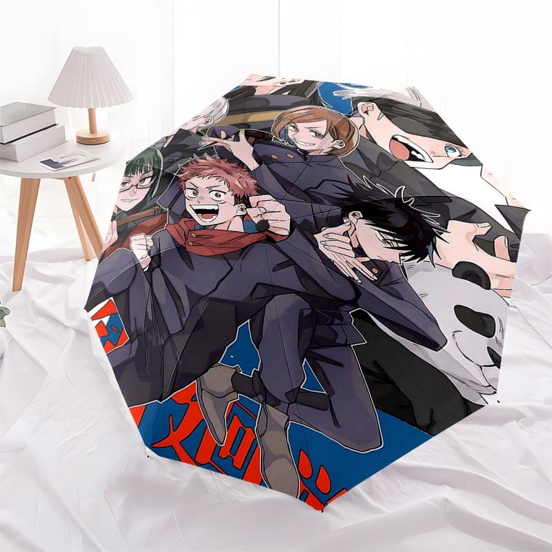 

1pc Jujutsu Kaisen Characters Outdoor Umbrella - Automatic Opening/Closing, Portable 3-Fold Design with 8-Rib Iron Frame - Perfect Gift for Fans, Trav