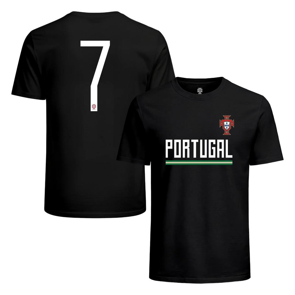2026 Portugal national football team Number 7 Soccer Tee - Soccer T-Shirt Black