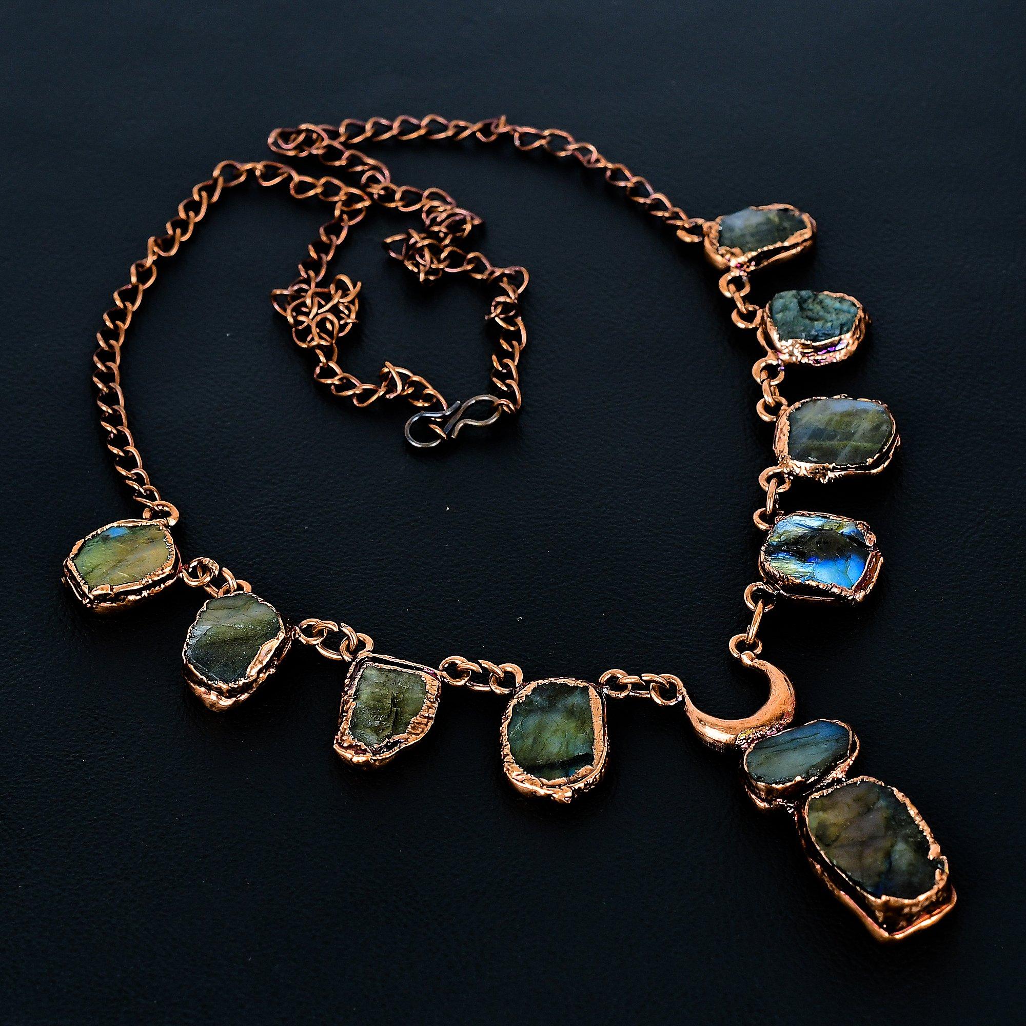 

Labradorite Handmade Latest Design Jewelry Necklace, Copper Electroformed Gemstone Necklace, Gift For Mother