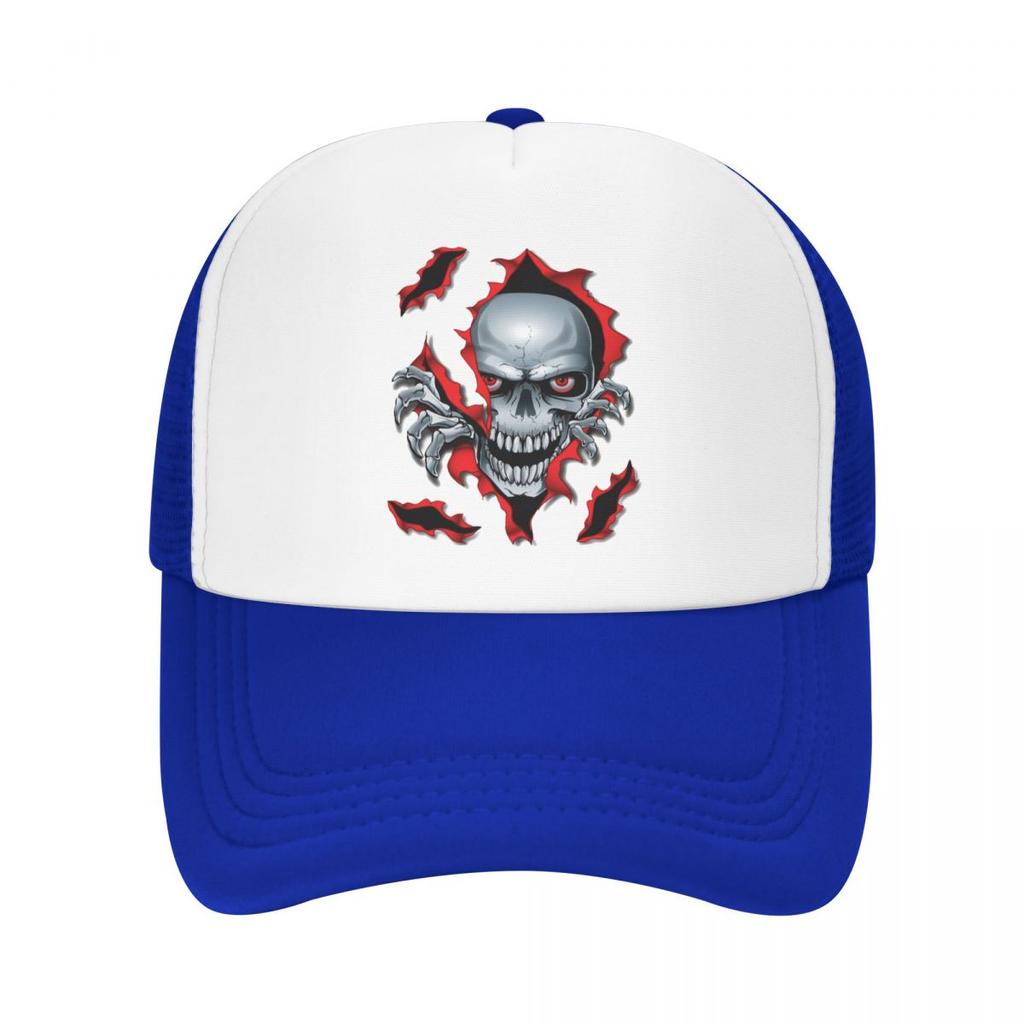 Fashion Unisex Rip Skull Trucker Hat Adult Gothic Skeleton Adjustable Baseball Cap for Unisex WoUnisex Sun Protection Snapback Caps