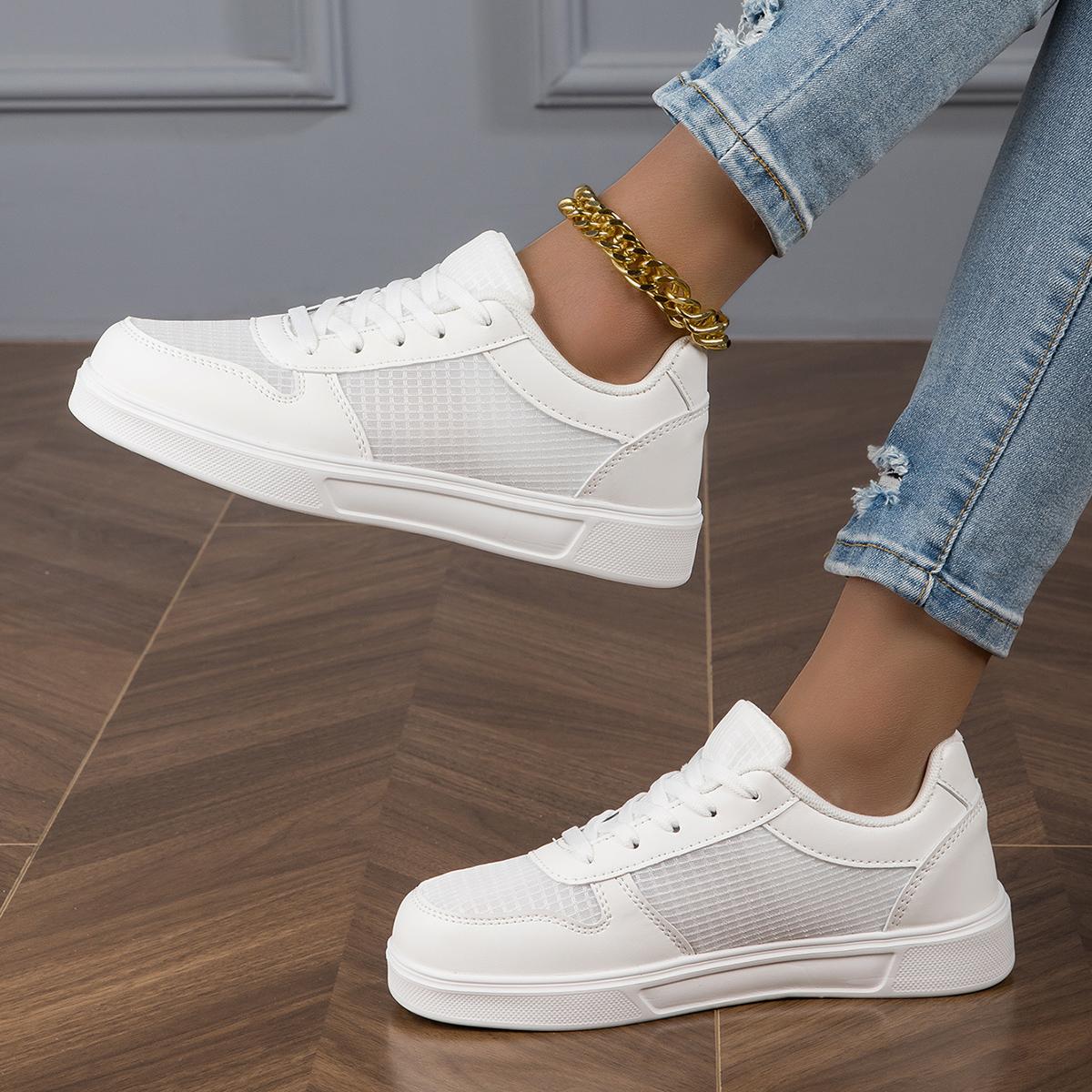 

TUINANLE, белые туфли, женские кроссовки, дышащая черная обувь, уличная женская повседневная прогулочная обувь на плоской подошве, большие размеры 36-42 40 белый