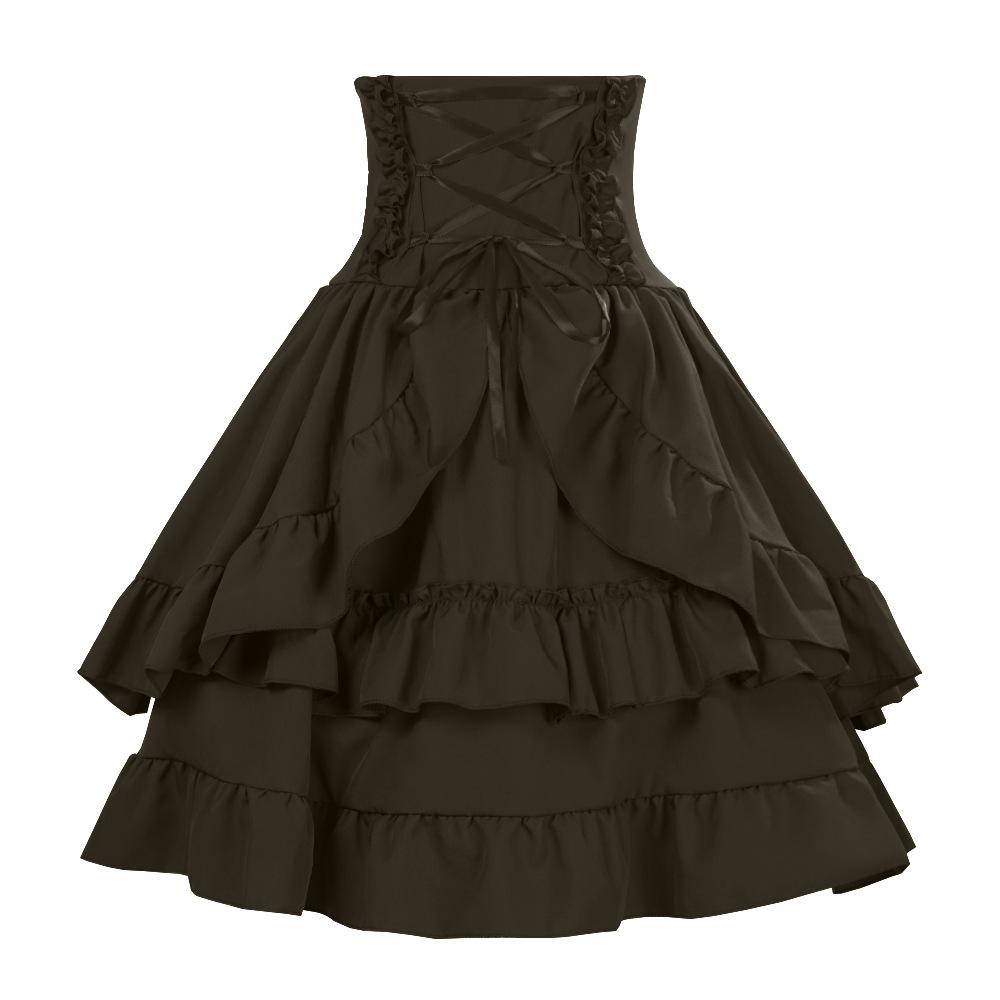 Carnival European and American solid-color women's skirt, mid-length skirt, medieval stage performance costume