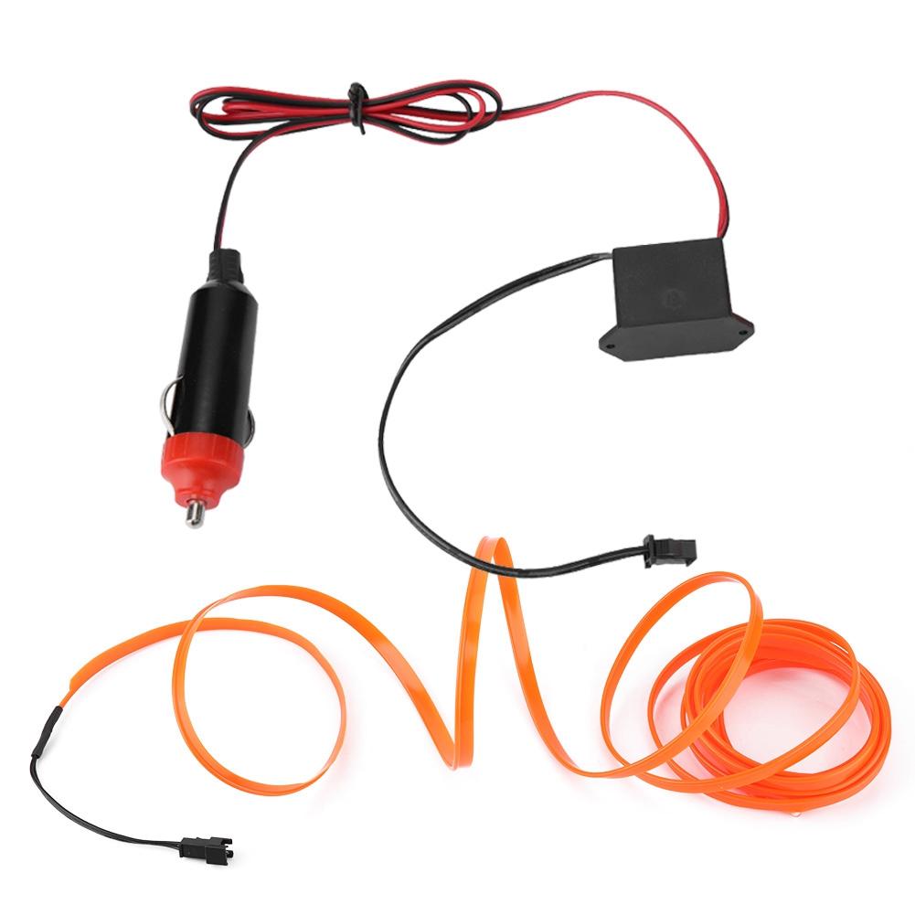 DC 12V Orange Light Glowing Wire Car Vehicle Cold Light   Cigarette Lighter Drive(2 Meters)