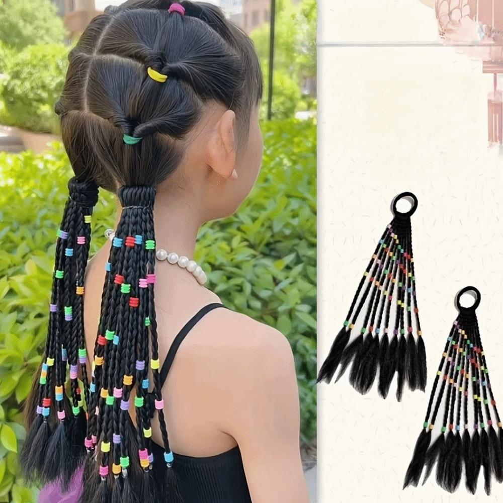 Cute Kids Braided Hair Rope Natural Girls Ponytail Headbands Children Wig Braids  Daily Use