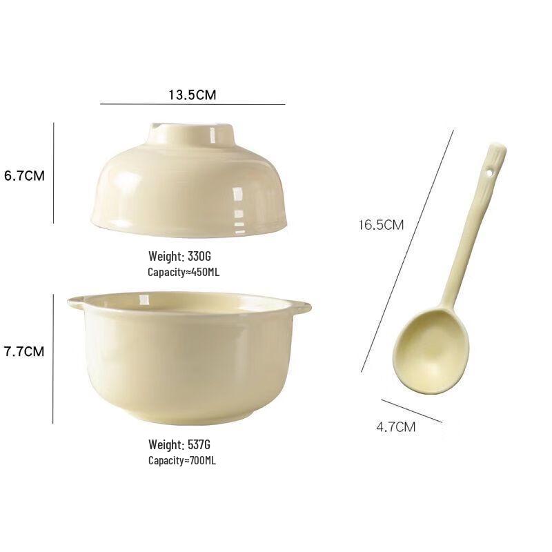 Round Ceramic Instant Noodle Bowl Set