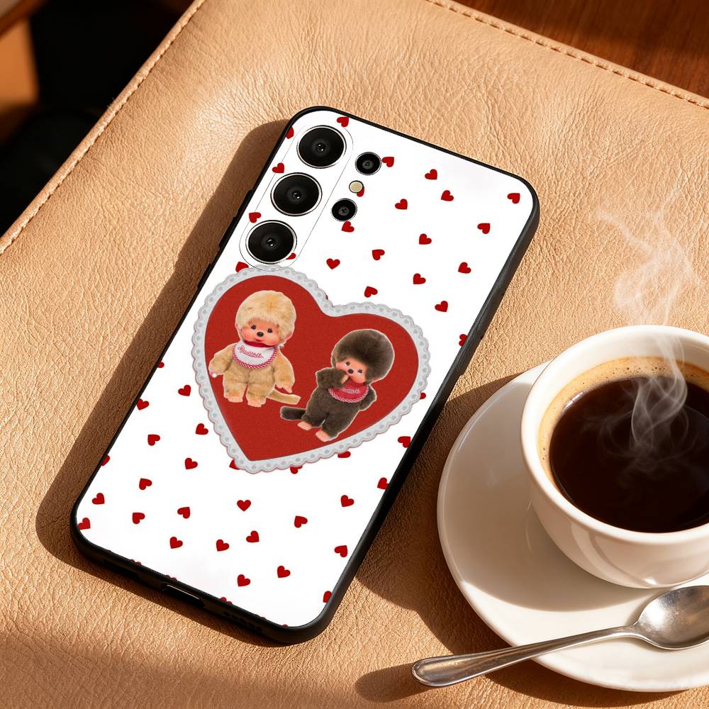 M-Monchhichi Phone Case For Samsung S25,24,23,22,30,21,10,9,Ultra,Plus,Lite,FE Black Soft Case