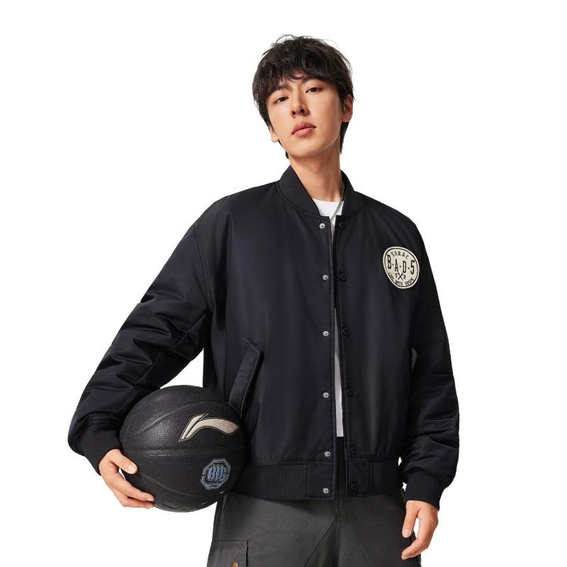 Li Ning Bad5 3D Baseball Collar Logo Embroidered Letter Jacket Men Jackets AJMW007-3