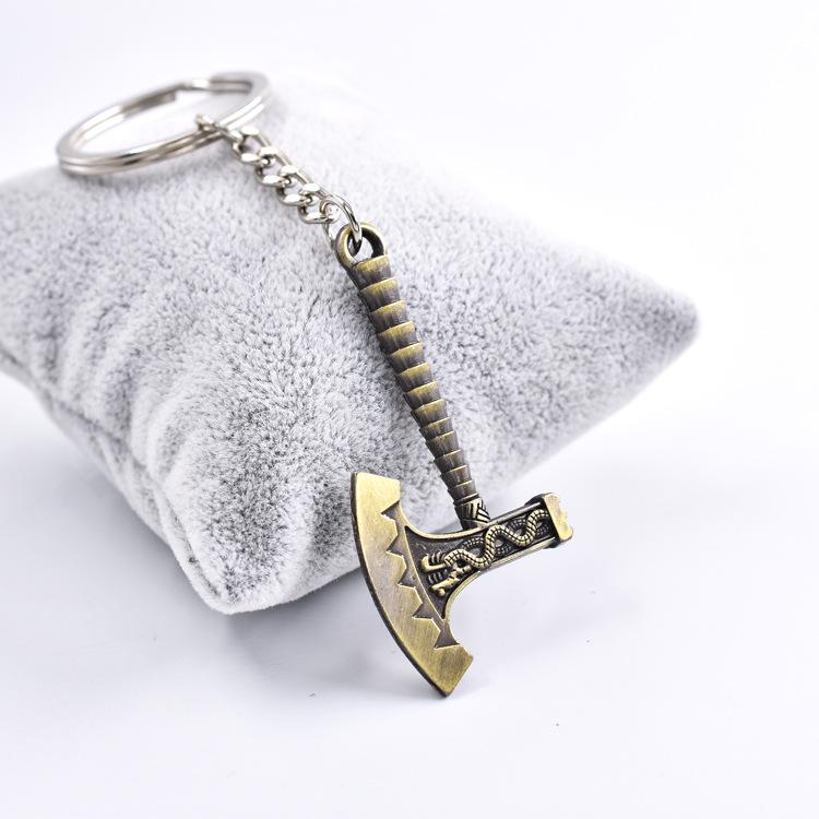 European Zinc Alloy Axe Head Style Keychain - Anime Weapon Accessory for Men & Women