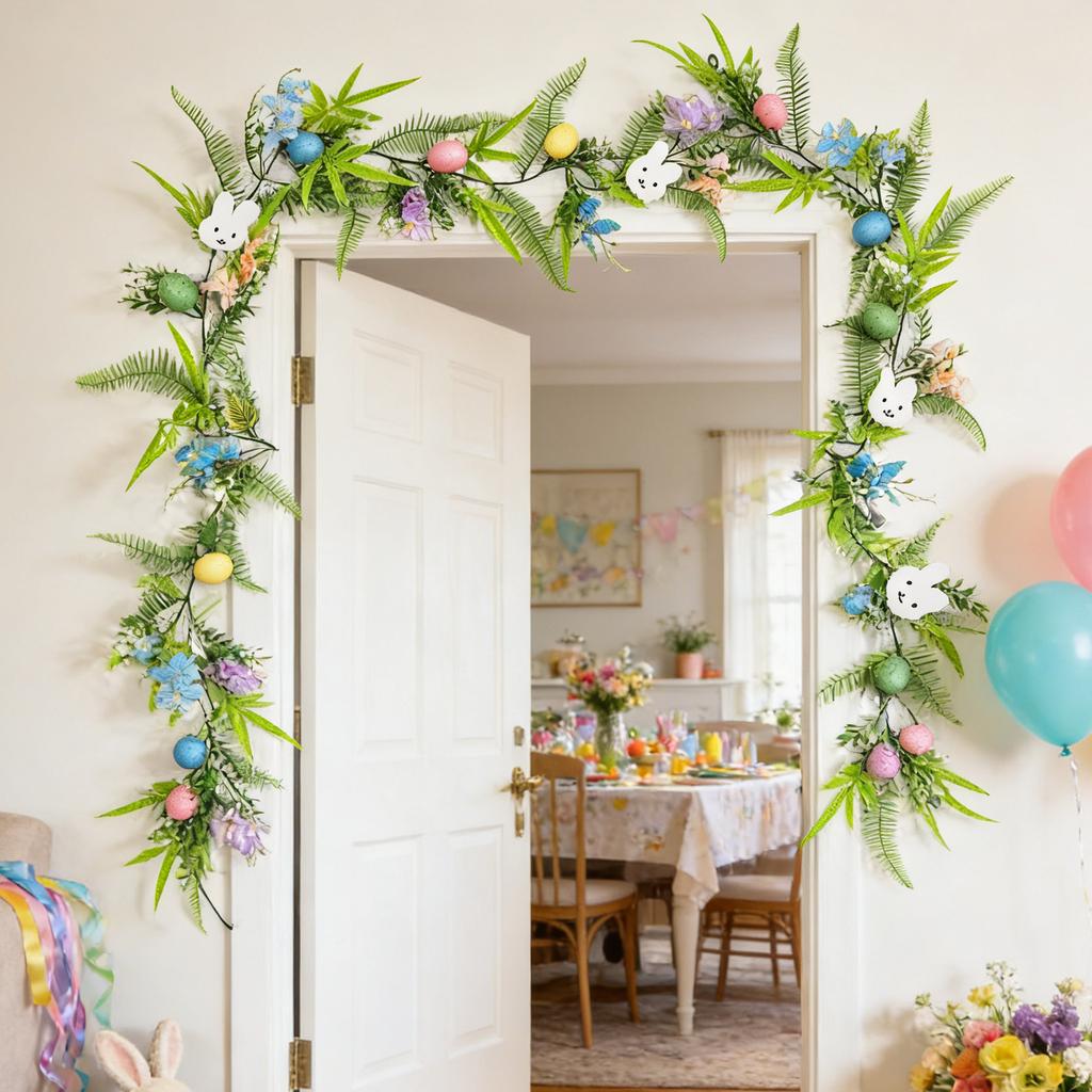 1.8-meter Easter Egg Wreath, Suitable For Fireplace Mantels, Multi-colored Artificial Hanging Wall Decoration.