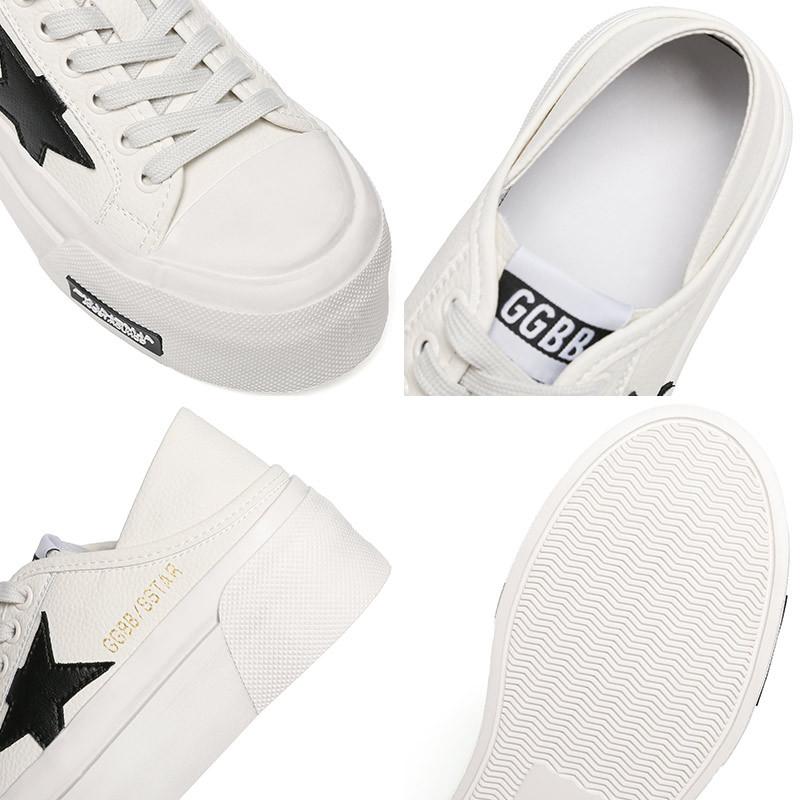 Leather Board Shoes Women's Summer Simple Casual Breathable Versatile White Shoes Half Drag Star Shoes Sports Board Shoes