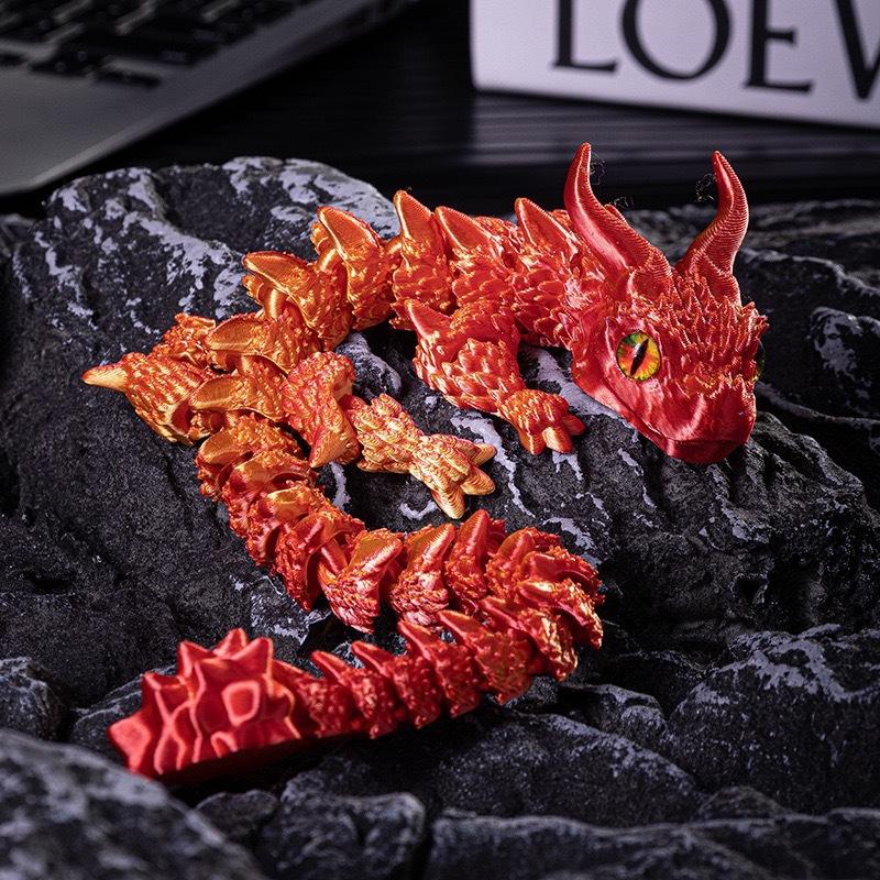 Colorful 3D Printed Articulated Dragon Toy with Movable Joints
