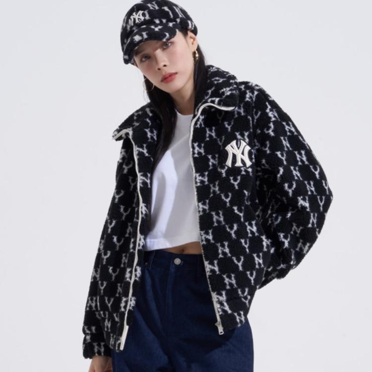 New MLB Velvet Jackets Unisex Black 3AFDM0126-50BKS