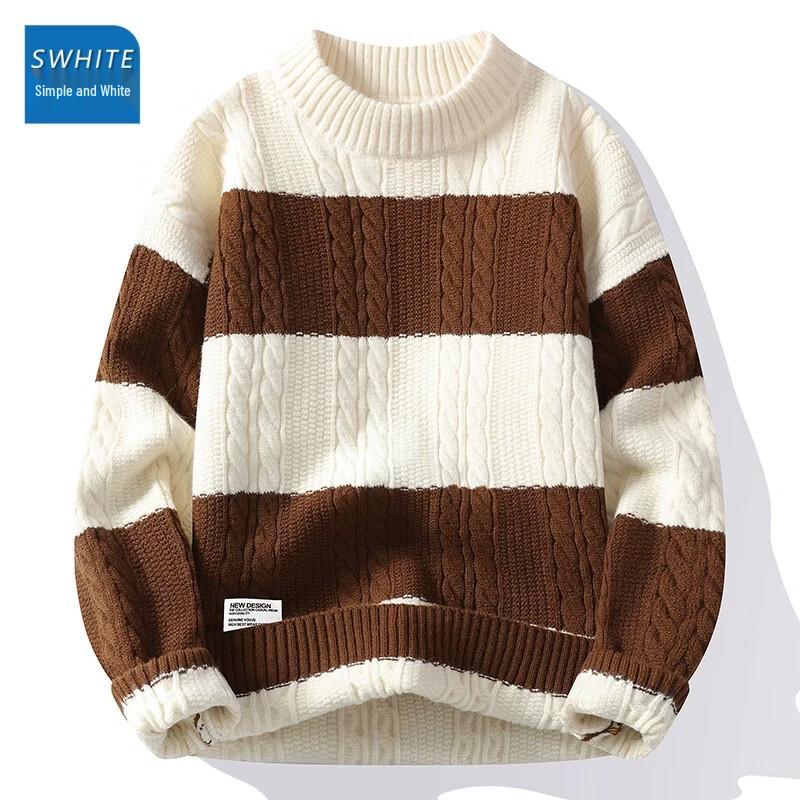 Men's Contrast Stripe Knit Pullover Sweater