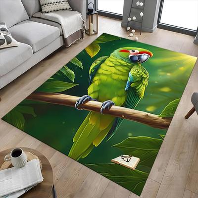 1PC Parrot, Branch Extra Large Non Slip Floor Carpet, Office, Family, Studio Large Area Rug Indoor Rugs, Bold Statement Piece