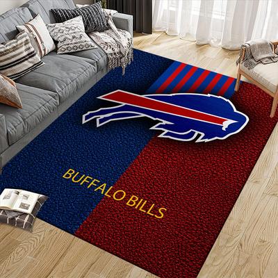 Bills Flannel Printed Carpet, Home Sofa Decoration for Living Room & Bedroom, Non‑Slip Play Flannel Floor Mat for Game Room