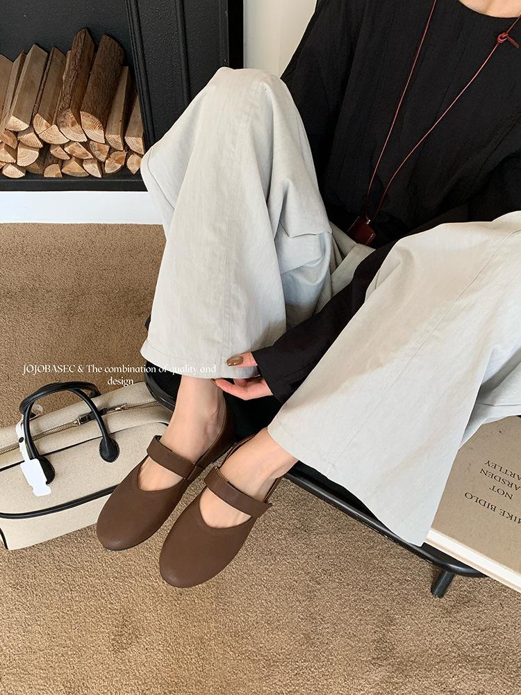 Weichsohlige französische Retro-Mode vielseitige Mary Jane Schuhe 2025 neu flacher Ausschnitt vielseitiger Rock flachsohlige Einzel Schuhe Tide